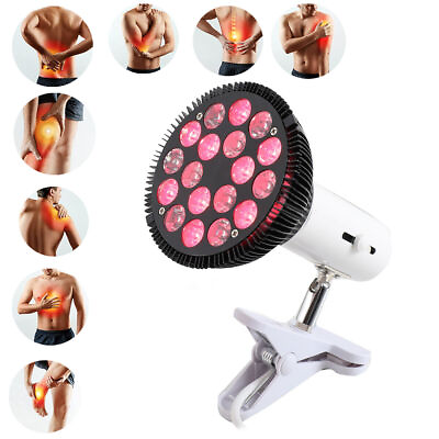 #ad Red Light Therapy Lamp 54W 18LEDS Deep Red 660nm and 850nm Near Infrared Bulb $33.08