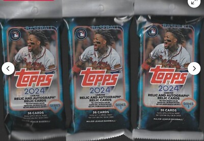 #ad 2024 Topps Series 1 Baseball Value 3 Fat Packs 108 Cards Factory Sealed $22.69