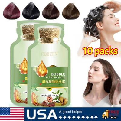 #ad Natural Plant Hair Dyequot;New Botanical Bubble Hair Dye 20ml x10 packs Shampoo $12.94