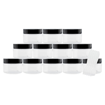 #ad 4oz Clear Plastic Jars with Labels amp; Spatulas amp; Lids 12 Pack $11.99