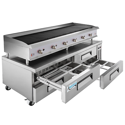 #ad 72quot; Gas Radiant Charbroiler with 72quot; 4 Drawer Refrigerated Chef Base $5152.51