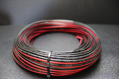 #ad 14 GAUGE RED BLACK SPEAKER WIRE PER 10 FT AWG CABLE POWER GROUND STRANDED COPPER $6.95