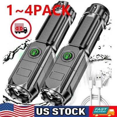 #ad Rechargeable 990000LM LED Flashlight Tactical Police Super Bright Torch Zoomable $17.98