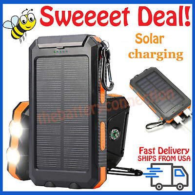 #ad 2024 Super Large Capacity USB Portable Charger Solar Power Bank for Cell Phone $13.99