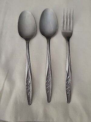 #ad 3 Pc. Radiant Rose Superior Stainless Steel USA Flatware Spoon Fork $9.99