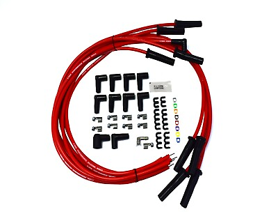 #ad 9.5mm Red Silicone High Performance Spark Plug Wire Set Universal Fit V8 V6 $42.99