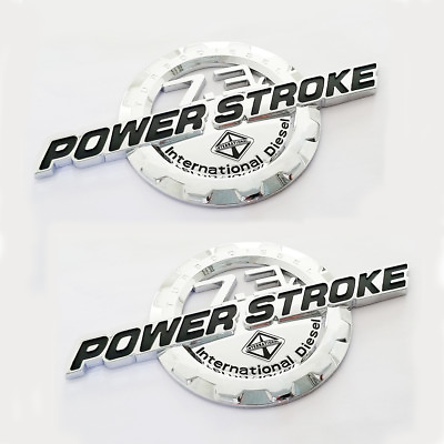 #ad 2x OEM 7.3L Powerstroke Emblem POWER STROKE International Badge fits F250 Chrome $25.06