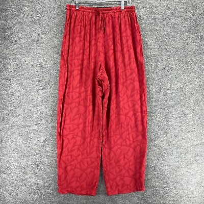 #ad New Casual Corner Pants Women 16 Plus Red Wide Leg Elastic Waist Pull On Rayon $27.76