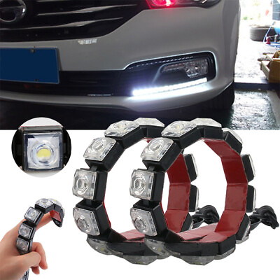 #ad 2x Car Flexible 6 LED DRL Daytime Running Light Driving Daylight Fog Light Lamp $10.39