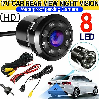#ad Car Rear View Backup Reverse Camera 170° CMOS 8 LED Night Vision Waterproof $8.88