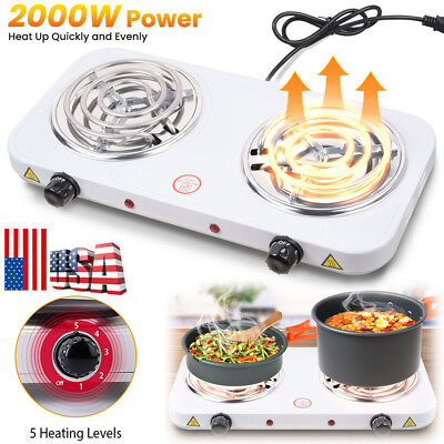 #ad 2000W Electric Double 2 Burner 110V Hot Plate Portable Camping Dorm Stove Cooker $26.00