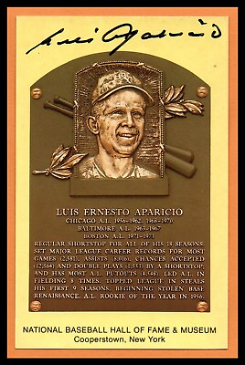 #ad Luis Aparicio Signed Postcard Baseball Autograph Hall of Fame 1984 Cooperstown $60.00