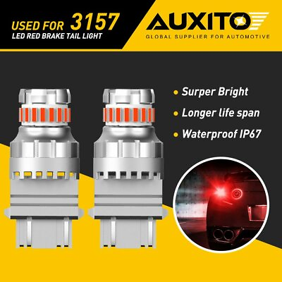 #ad AUXITO 3157 Red LED Brake Tail Parking Stop Light Bulbs Error Free Super Bright $13.59