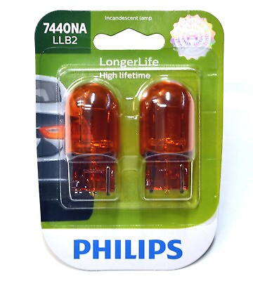 #ad Philips LongerLife 7440NA 25W Two Bulbs Rear Turn Signal Light Replace Plug Play $11.25