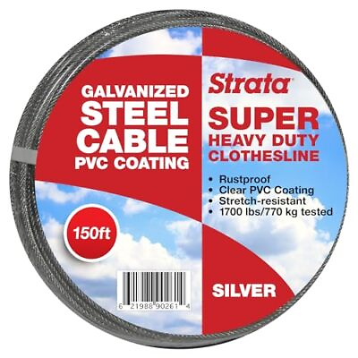 #ad Strata 150 Feet Clothesline Outdoor Heavy Duty Galvanized Wire Steel Cable Si... $43.70