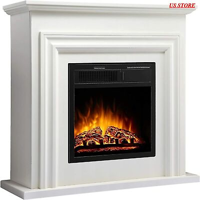#ad Ivory White Electric Fireplace26.5#x27;#x27; Adjustable Realistic 3D FlameNEW $269.99