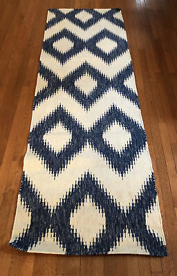 #ad Surya FT 165 Frontier Flatweave Rectangle Ivory Blue 2’6”x 8’ Area Rug 100% Wool $56.00
