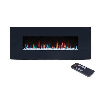#ad maocao hoom Wall Mounted Electric Fireplace 5.16 in. W Metal Front in Black $131.16