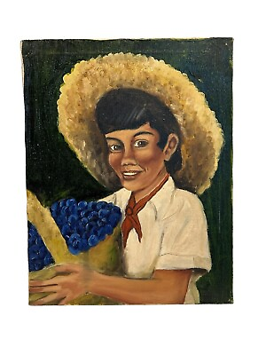 #ad Boy Flowers Oil Painting Local Artist Joseph Kemble 14 inch by 11 inch $29.96