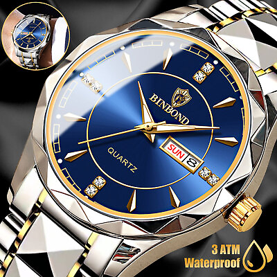 #ad Waterproof Men Watch Stainless Steel Quartz Luminous Classic Business Wristwatch $16.98