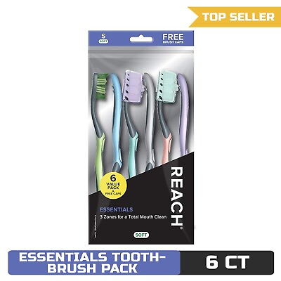 #ad Reach Essentials Toothbrush with Caps 6 Count $7.40