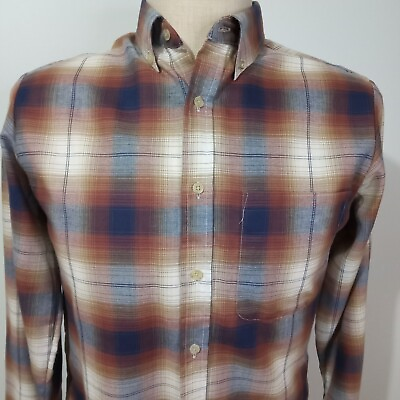 #ad Hampton’s Raintree Southern Men#x27;s Medium Dress Shirt Brown Plaid Long Sleeve USA $14.99
