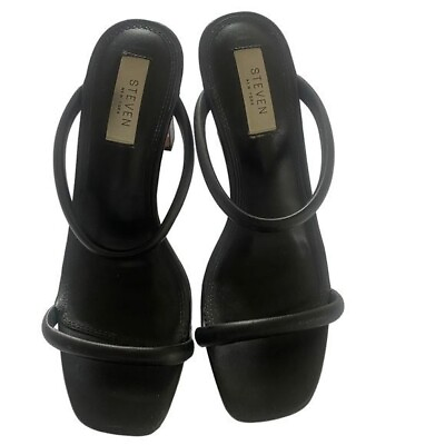 #ad Steven by Steve Madden Women#x27;s Black Two Strap Heel Sandals Sz 8 $23.00