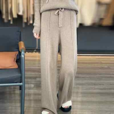 #ad Knitted Wide Leg Pants for Women Winter with A Draping Feel and Straight $71.01