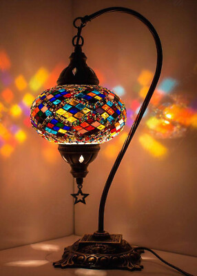 #ad Turkish Moroccan Mosaic Bohemian Colorful Table Bedside Lamp Light Lampshade $59.80
