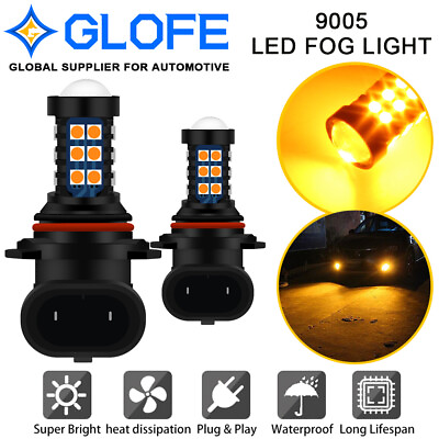 #ad 2X GLOFE 9145 9140 H10 LED Fog Driving Light Bulbs Amber Yellow 3000K 30SMD DRL $12.82