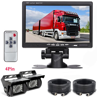 #ad 7quot; IPS Truck Caravan RV Car Parking Monitor w 2x IR Rear View Backup Camera $93.99