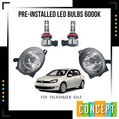 #ad For 2010 2014 Volkswagen Golf MK6 Jetta Fog Lights with LED Bulbs and Set Lamp;R $107.62