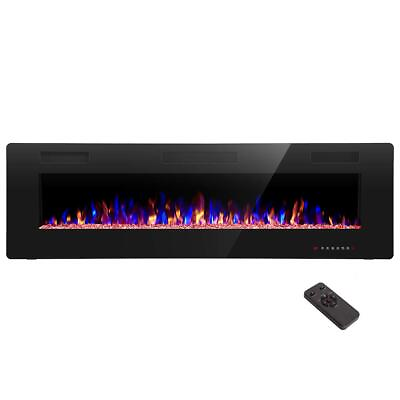 #ad 60 quot; Electric Fireplace Recessed amp; Wall Mounted Standing Space Heaters w Remote $222.99