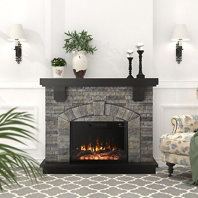 #ad 45#x27;#x27; Electric fireplace with Mantel Faux Stone Infrared Fireplace Heateramp;Timer $569.99