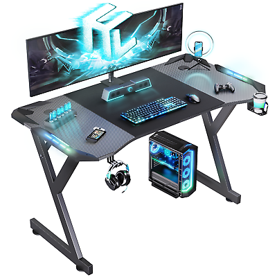 #ad 47 55 Inch LED Gaming Desk Computer Desk Gaming Table RGB Gamer Workstations $87.44