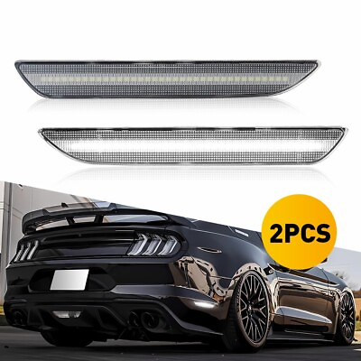 #ad For Mustang 2015 up Clear Lens White LED Rear Side Marker Lamps Reflector Lights $22.99