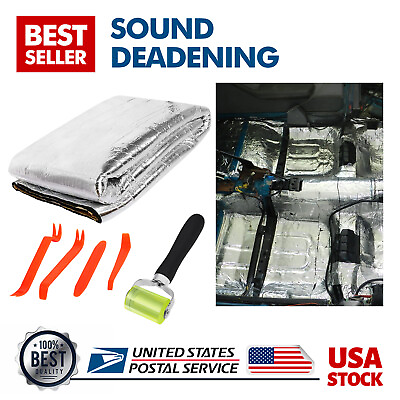 #ad 39”X39” Car Hood Trunk Noise Insulation Heat Shield Mat Sound Deadener Roller $23.39
