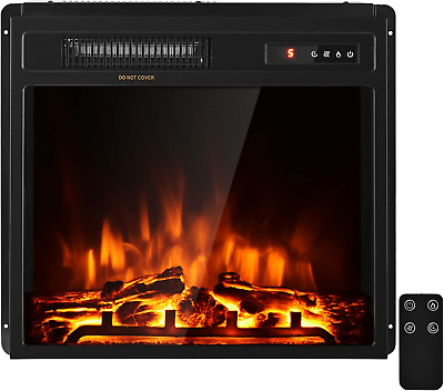 #ad 18 Inch Electric Fireplace Inserts 1500W Freestanding Recessed Fireplace Heater $210.36