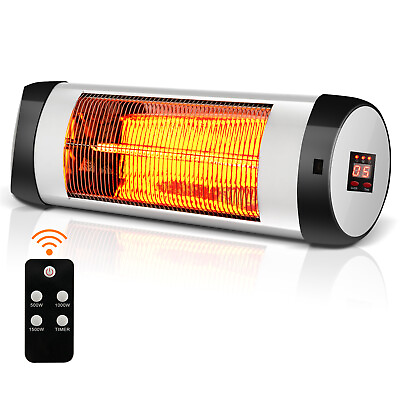 #ad Wall Mounted Electric Heater Patio Infrared Heater W Remote Control $75.99