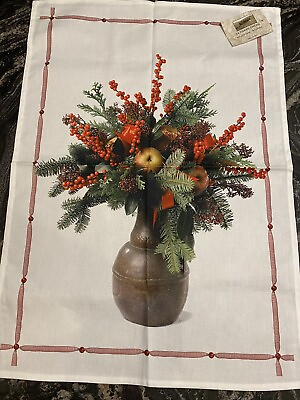 #ad Italian Textile One KITCHEN TOWEL 100% Cotton 28x20” Beautiful Vase Bouquet New $29.99