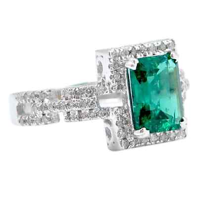 #ad #ad 2.10 Carat Natural Zambian Emerald IGI Certified Diamond Ring In 14KT White Gold $440.00