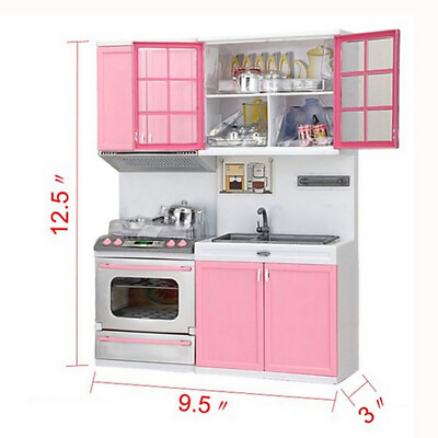 #ad Xmas Gift Mini Kids Kitchen Pretend Play Cooking Set Cabinet Stove Girls Toy $54.41