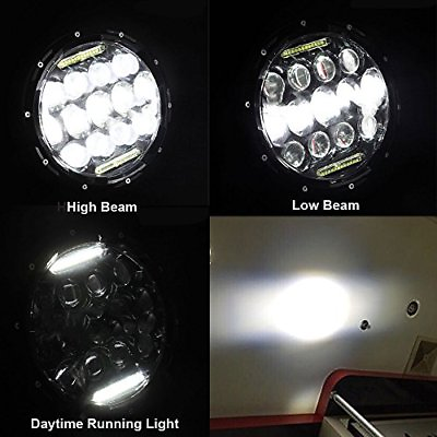 #ad 7″ Chrome Headlight LED Light Bulb Headlight with DRL Accent Lights 75W BRIGHT $69.98