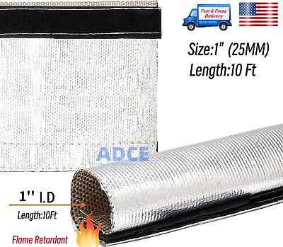 #ad 1quot;ID Metallic Heat Shield Sleeve 10Ft Insulated Wire Hose Cover Wrap Heat sheath $23.75