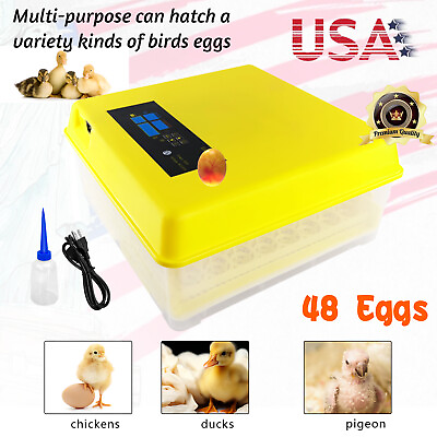 #ad 48 Eggs Digital Egg Incubator Chicken Hatcher Automatic Turning Hatching Eggs $55.99