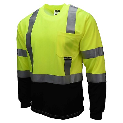 #ad HIGH VISIBILITY ANSI Class 3 Reflective Long Sleeve Road Work Safety Vis T Shirt $19.99