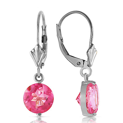 #ad 3.1 Carat 14K Solid White Gold Pink Fun Pink Topaz Earrings $471.79