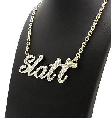 #ad Hip Hop Iced Slatt Pendant amp; 4mm 18quot; Link Choker Chain Bling Fashion Necklace $18.99