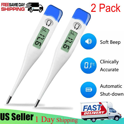 #ad 2X Digital Fever Thermometer Adult Baby Kids LCD Fahrenheit Celcius Medical Oral $12.98