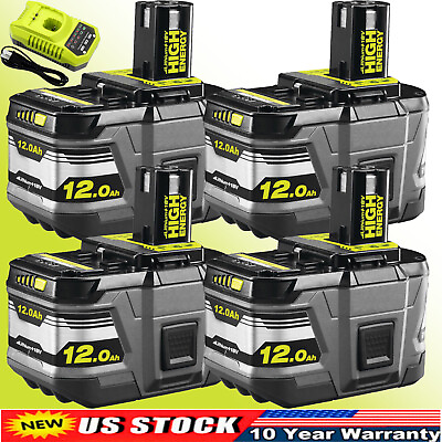 #ad 4x For RYOBI P108 One Plus High Capacity 12.0Ah Battery Charger 18 Volt Lithium $106.98